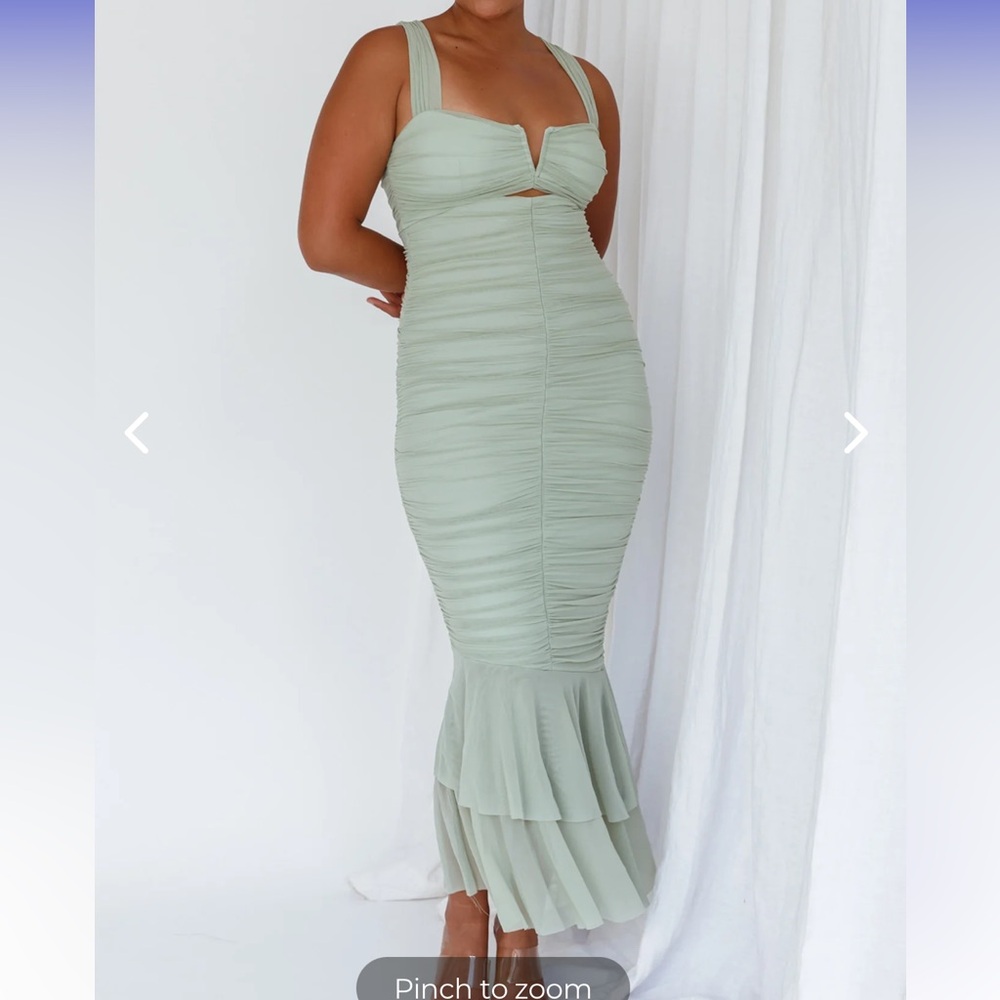 Selfie Leslie Nadia Ruched Fishtail Maxi Dress